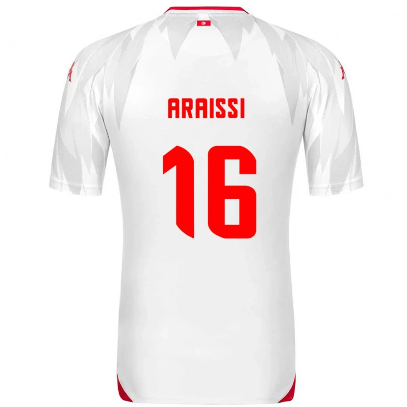 Danxen Hombre Camiseta Túnez Malek Araissi #16 Blanco Rojo 1ª Equipación 26-28 La Camisa México