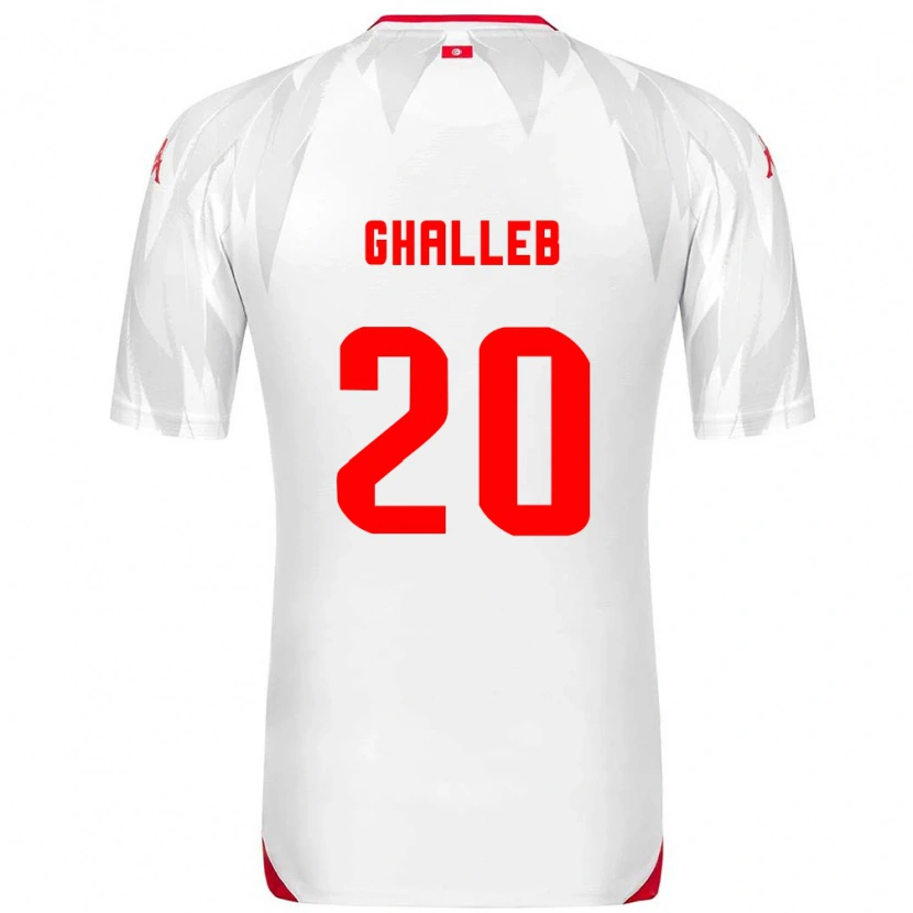 Danxen Hombre Camiseta Túnez Edem Ghalleb #20 Blanco Rojo 1ª Equipación 26-28 La Camisa México