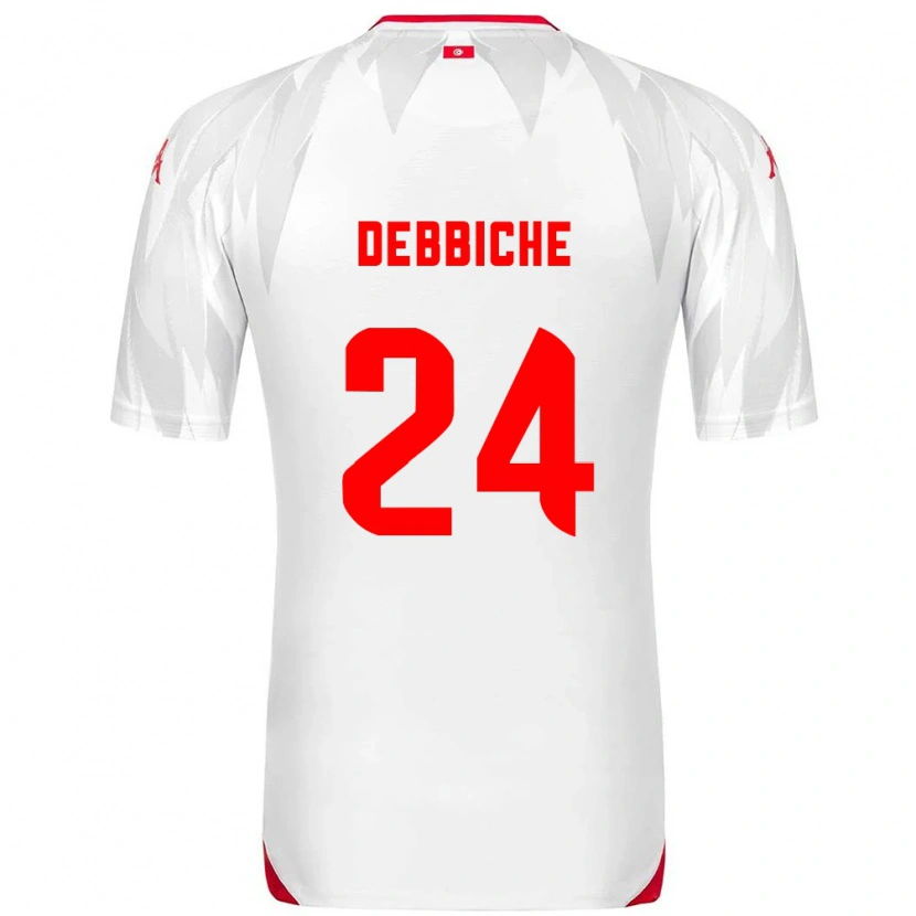 Danxen Hombre Camiseta Túnez Wael Debbiche #24 Blanco Rojo 1ª Equipación 26-28 La Camisa México