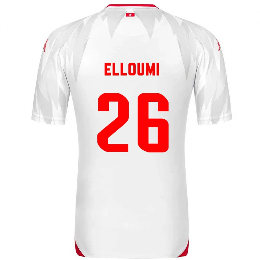 Danxen Hombre Camiseta Túnez Khalil Elloumi #26 Blanco Rojo 1ª Equipación 26-28 La Camisa México