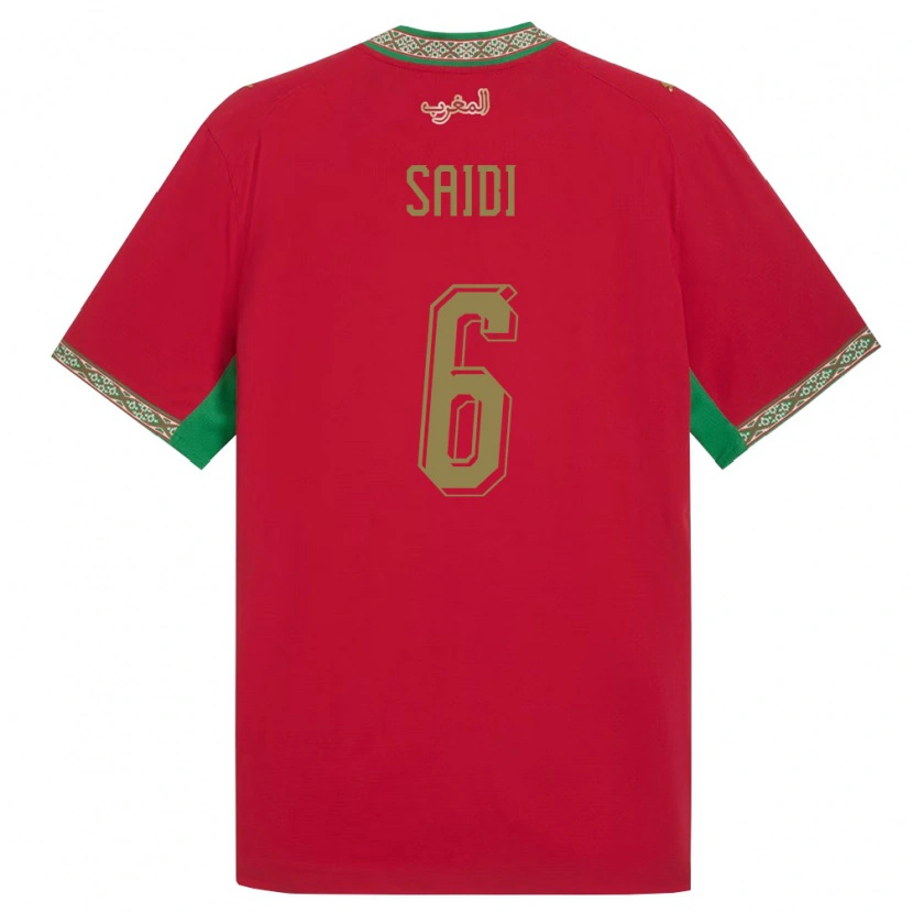 Danxen Hombre Camiseta Marruecos Elyes Saïdi #6 Rojo Verde Blanco 1ª Equipación 26-28 La Camisa México