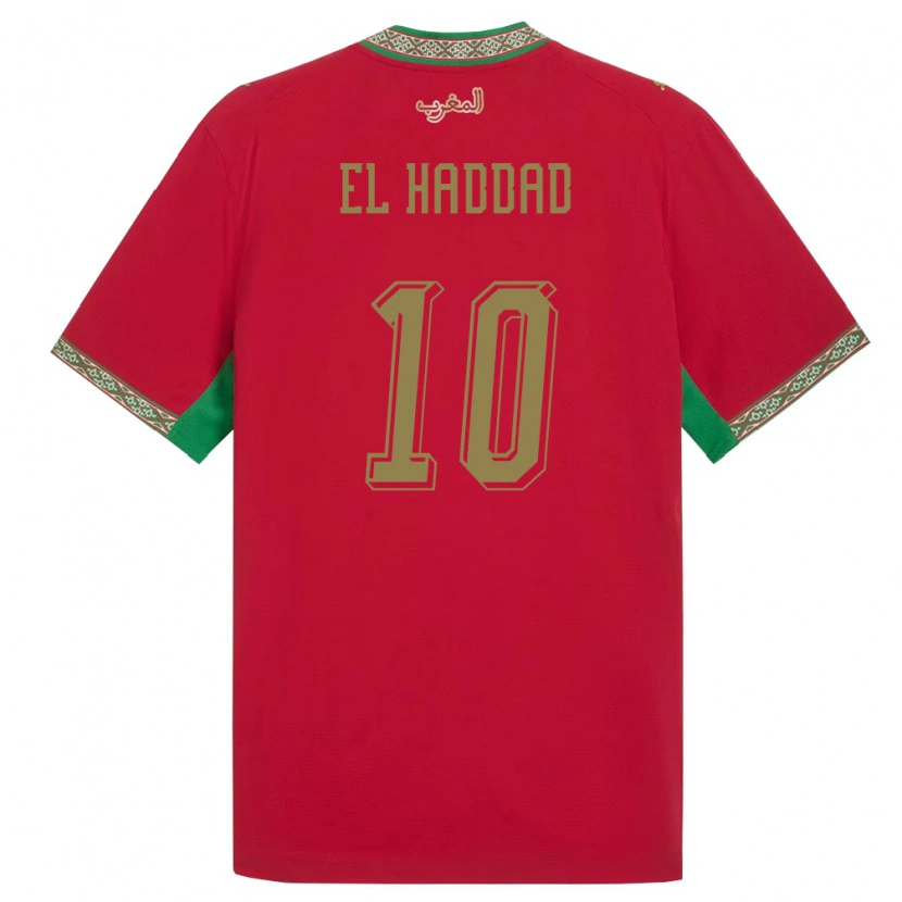 Danxen Hombre Camiseta Marruecos Saad El Haddad #10 Rojo Verde Blanco 1ª Equipación 26-28 La Camisa México