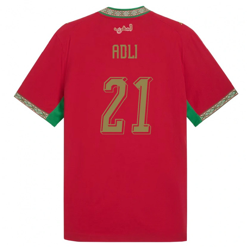 Danxen Hombre Camiseta Marruecos Amine Adli #21 Rojo Verde Blanco 1ª Equipación 26-28 La Camisa México