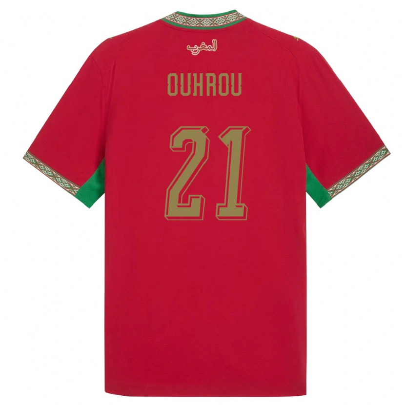 Danxen Hombre Camiseta Marruecos Marouane Ouhrou #21 Rojo Verde Blanco 1ª Equipación 26-28 La Camisa México