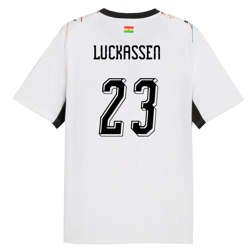 Danxen Hombre Camiseta Ghana Derrick Luckassen #23 Blanco Negro Amarillo 1ª Equipación 26-28 La Camisa México