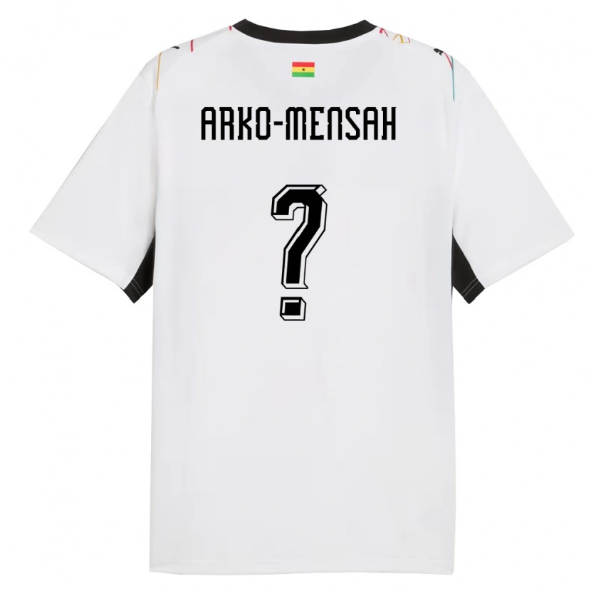 Danxen Hombre Camiseta Ghana Edmund Arko-Mensah #0 Blanco Negro Amarillo 1ª Equipación 26-28 La Camisa México