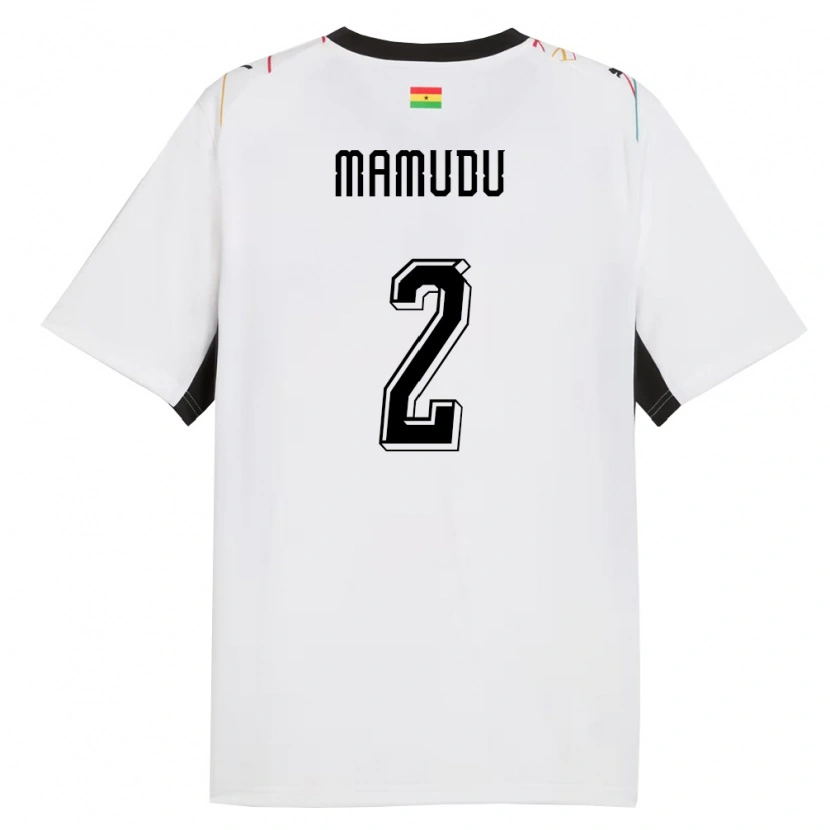 Danxen Hombre Camiseta Ghana Kamaradini Mamudu #2 Blanco Negro Amarillo 1ª Equipación 26-28 La Camisa México