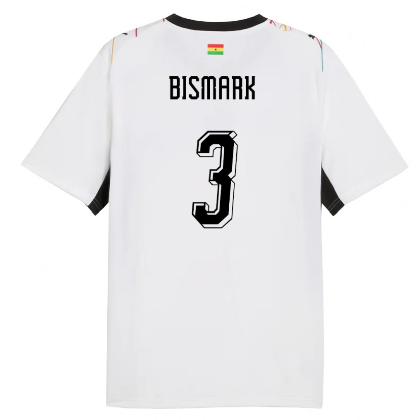 Danxen Hombre Camiseta Ghana Anim Bismark #3 Blanco Negro Amarillo 1ª Equipación 26-28 La Camisa México