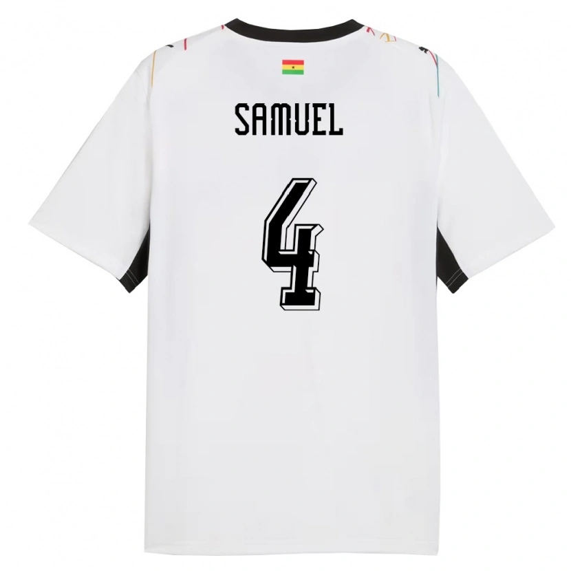 Danxen Hombre Camiseta Ghana Samuel Abbey-Ashie Quaye #4 Blanco Negro Amarillo 1ª Equipación 26-28 La Camisa México