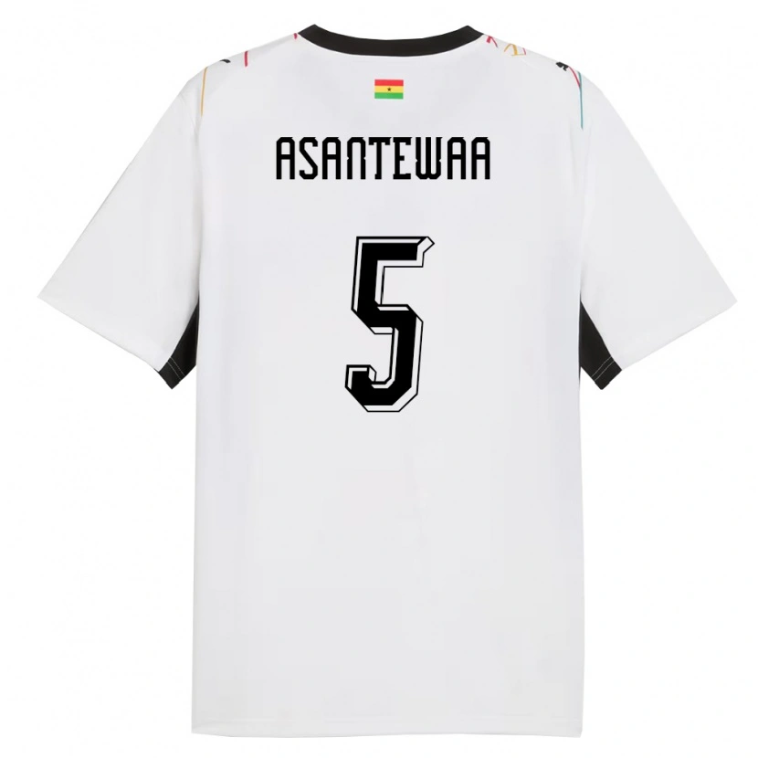 Danxen Hombre Camiseta Ghana Grace Asantewaa #5 Blanco Negro Amarillo 1ª Equipación 26-28 La Camisa México