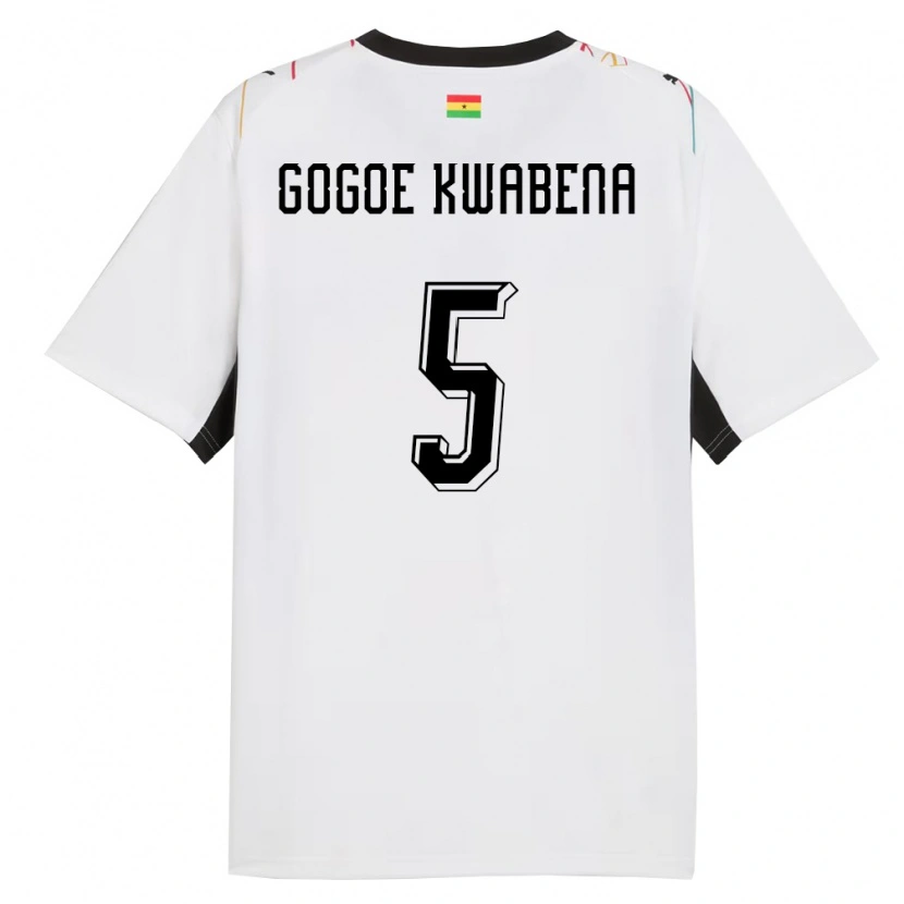Danxen Hombre Camiseta Ghana Boahen Gogoe Kwabena #5 Blanco Negro Amarillo 1ª Equipación 26-28 La Camisa México