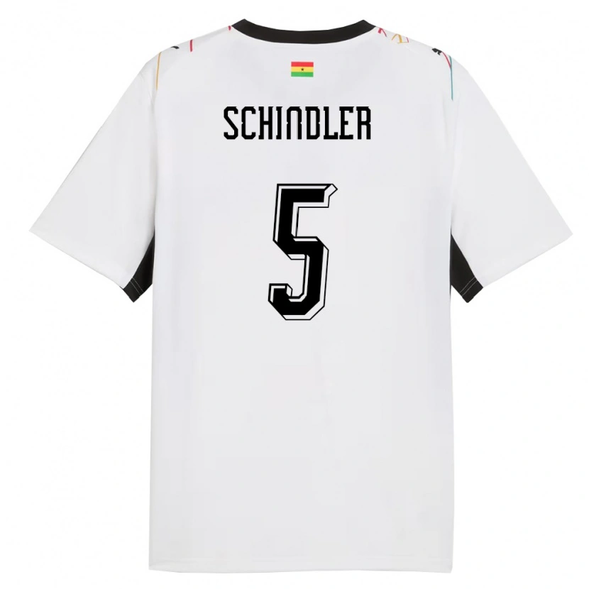 Danxen Hombre Camiseta Ghana Kingsley Schindler #5 Blanco Negro Amarillo 1ª Equipación 26-28 La Camisa México