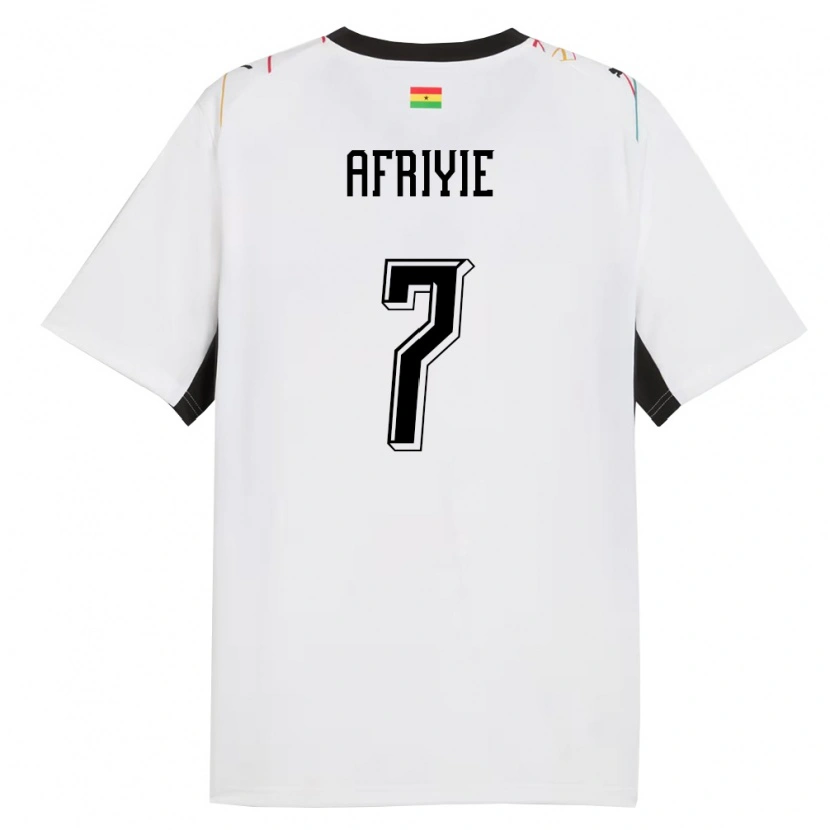 Danxen Hombre Camiseta Ghana Jerry Afriyie #7 Blanco Negro Amarillo 1ª Equipación 26-28 La Camisa México