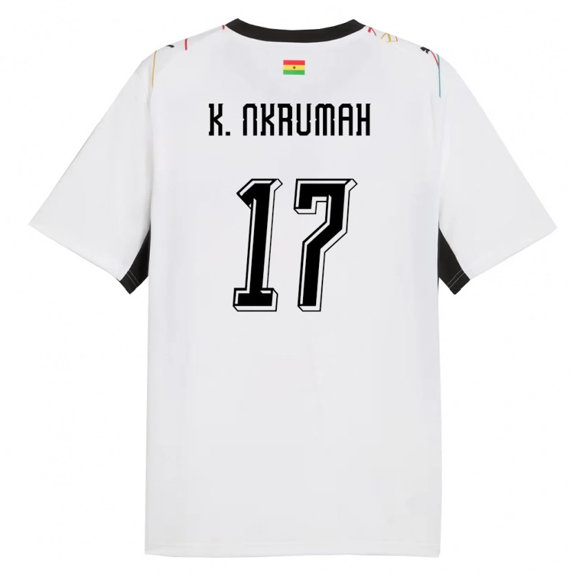 Danxen Hombre Camiseta Ghana Kelvin Nkrumah #17 Blanco Negro Amarillo 1ª Equipación 26-28 La Camisa México