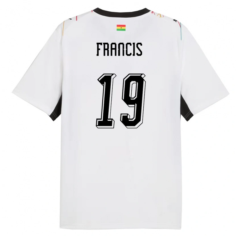 Danxen Hombre Camiseta Ghana Abu Francis #19 Blanco Negro Amarillo 1ª Equipación 26-28 La Camisa México