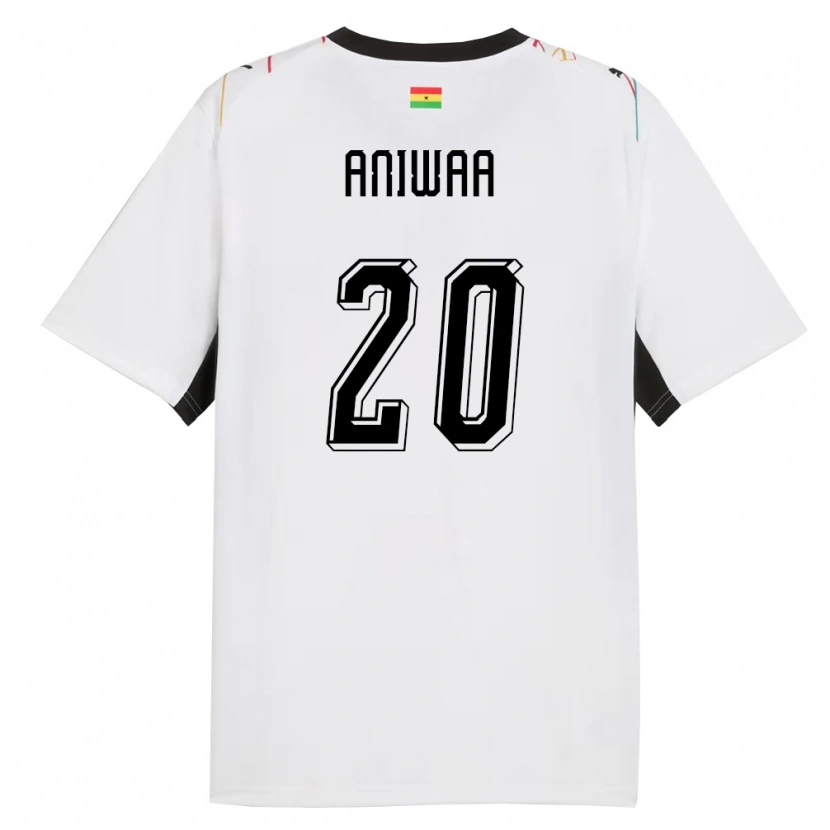 Danxen Hombre Camiseta Ghana Louisa Aniwaa #20 Blanco Negro Amarillo 1ª Equipación 26-28 La Camisa México