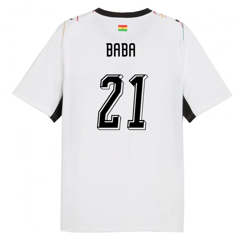 Danxen Hombre Camiseta Ghana Iddrisu Baba #21 Blanco Negro Amarillo 1ª Equipación 26-28 La Camisa México