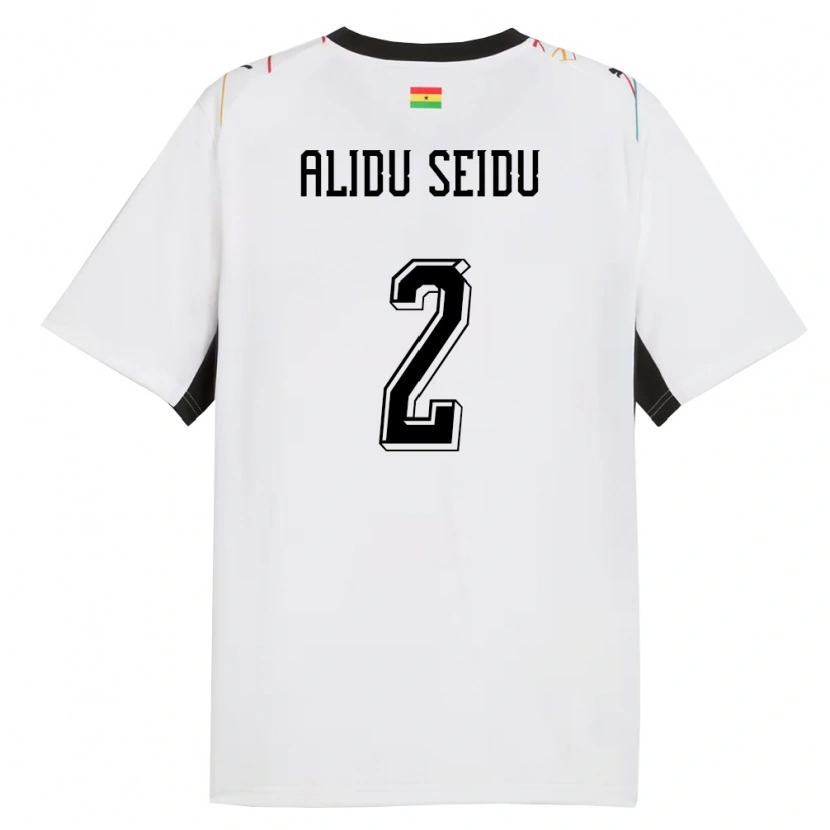 Danxen Hombre Camiseta Ghana Alidu Seidu #2 Blanco Negro Amarillo 1ª Equipación 26-28 La Camisa México