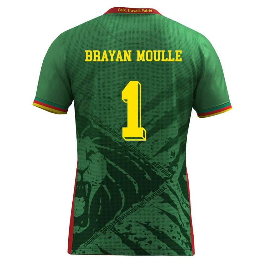 Danxen Hombre Camiseta Camerún Jason Brayan Moulle #1 Verde Amarillo Rojo 1ª Equipación 26-28 La Camisa México