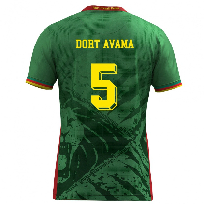 Danxen Hombre Camiseta Camerún Dieu Ne Dort Avama #5 Verde Amarillo Rojo 1ª Equipación 26-28 La Camisa México