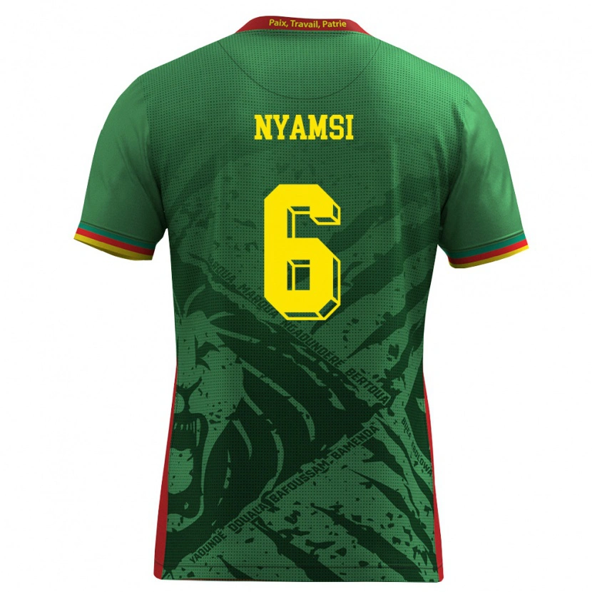 Danxen Hombre Camiseta Camerún Gerzino Nyamsi #6 Verde Amarillo Rojo 1ª Equipación 26-28 La Camisa México