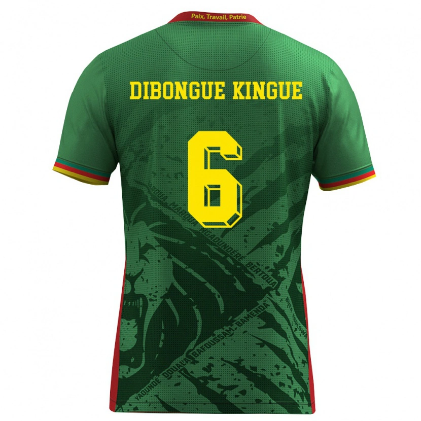 Danxen Hombre Camiseta Camerún Gael Dibongue Kingue #6 Verde Amarillo Rojo 1ª Equipación 26-28 La Camisa México