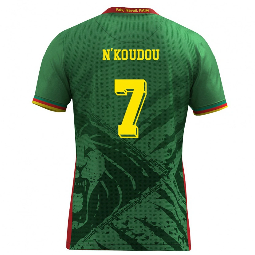 Danxen Hombre Camiseta Camerún Georges-Kevin N'koudou #7 Verde Amarillo Rojo 1ª Equipación 26-28 La Camisa México