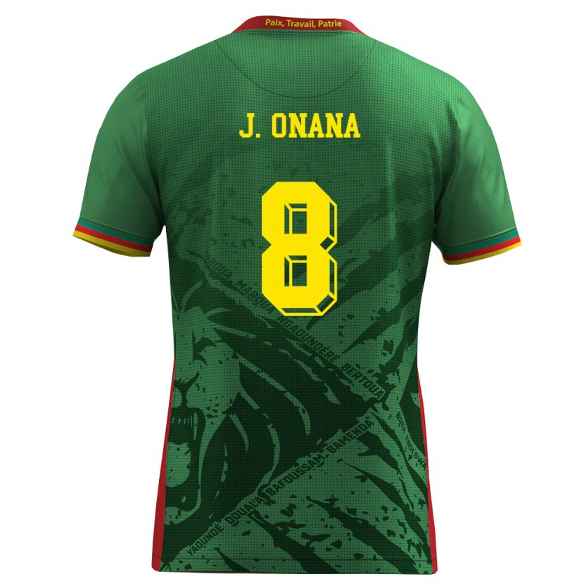 Danxen Hombre Camiseta Camerún Jean Onana #8 Verde Amarillo Rojo 1ª Equipación 26-28 La Camisa México