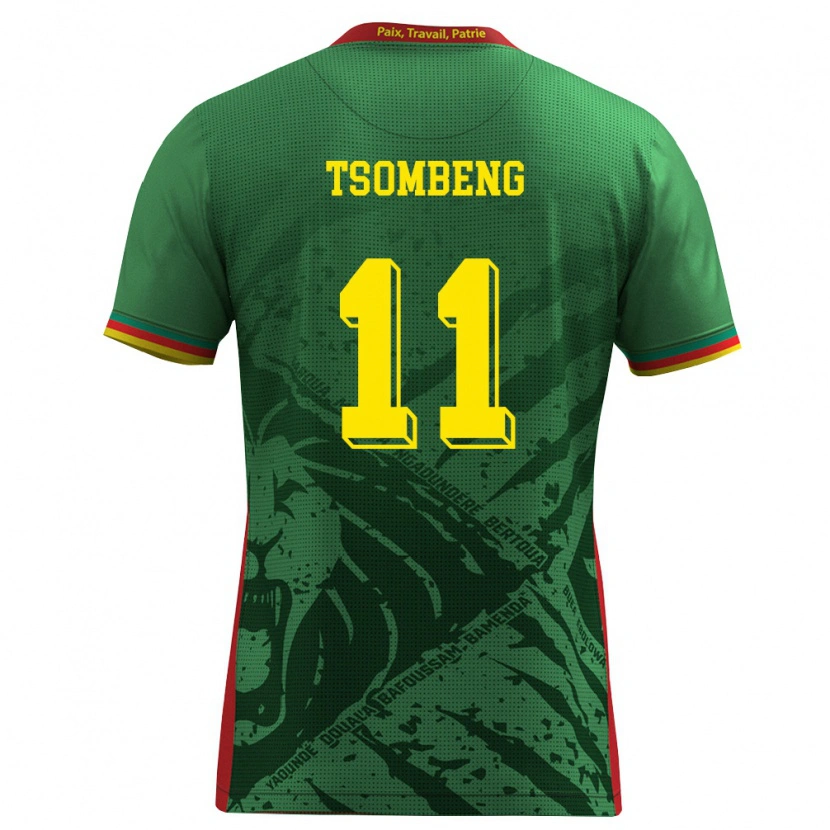 Danxen Hombre Camiseta Camerún Arnaud Tsombeng #11 Verde Amarillo Rojo 1ª Equipación 26-28 La Camisa México