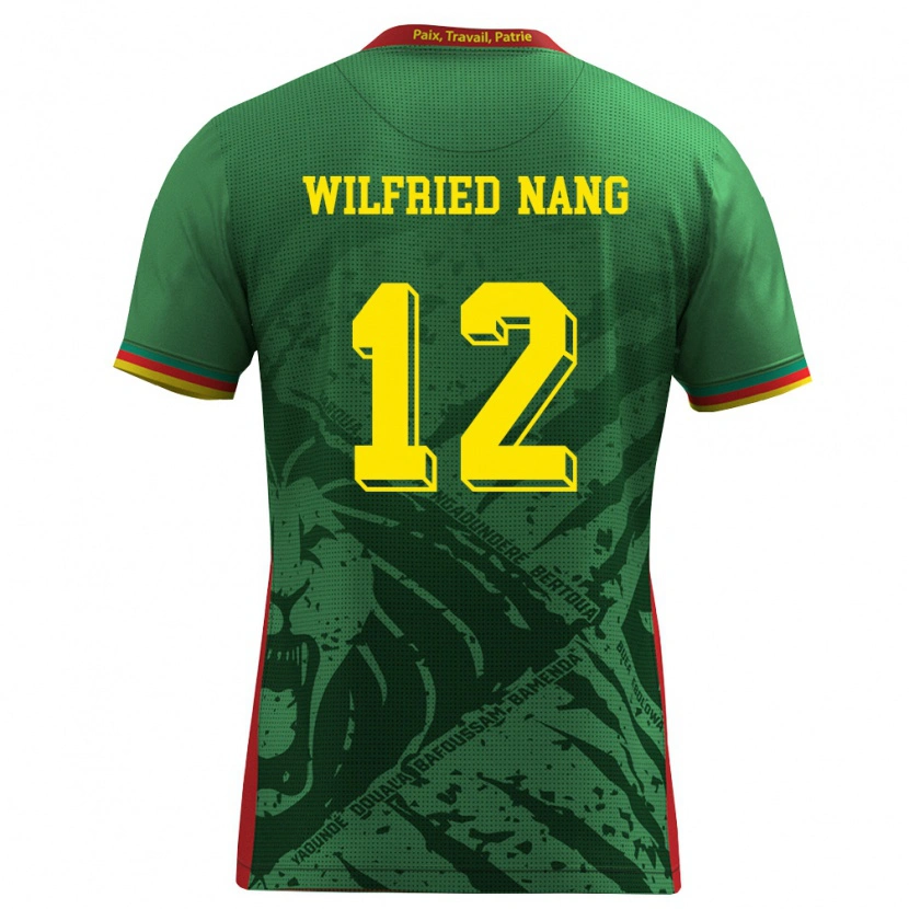 Danxen Hombre Camiseta Camerún Toni Wilfried Nang #12 Verde Amarillo Rojo 1ª Equipación 26-28 La Camisa México