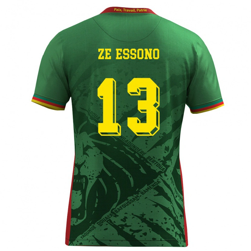 Danxen Hombre Camiseta Camerún Severin Ze Essono #13 Verde Amarillo Rojo 1ª Equipación 26-28 La Camisa México