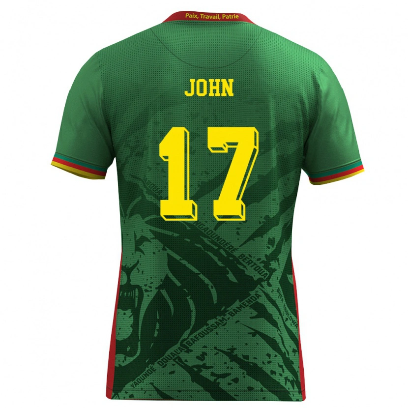 Danxen Hombre Camiseta Camerún Nchindo John #17 Verde Amarillo Rojo 1ª Equipación 26-28 La Camisa México