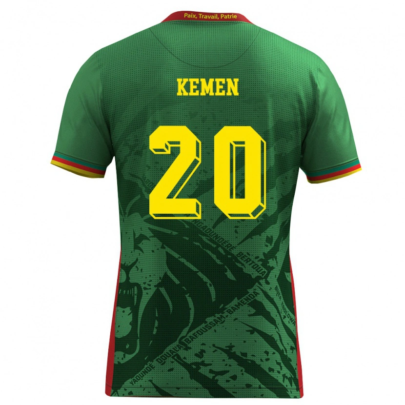 Danxen Hombre Camiseta Camerún Olivier Kemen #20 Verde Amarillo Rojo 1ª Equipación 26-28 La Camisa México