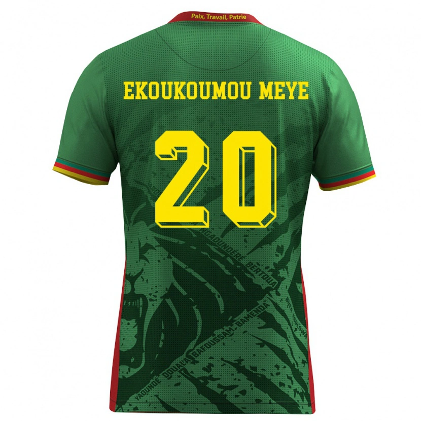 Danxen Hombre Camiseta Camerún Ivan Donald Ekoukoumou Meye #20 Verde Amarillo Rojo 1ª Equipación 26-28 La Camisa México