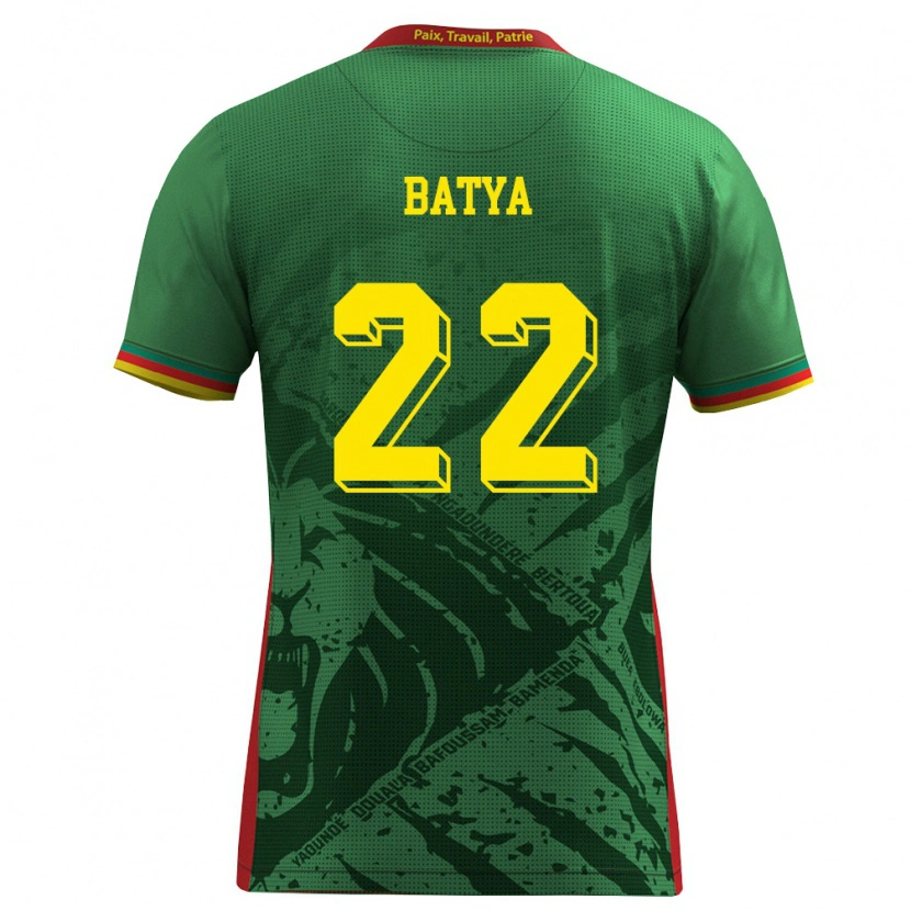 Danxen Hombre Camiseta Camerún Michaela Batya #22 Verde Amarillo Rojo 1ª Equipación 26-28 La Camisa México
