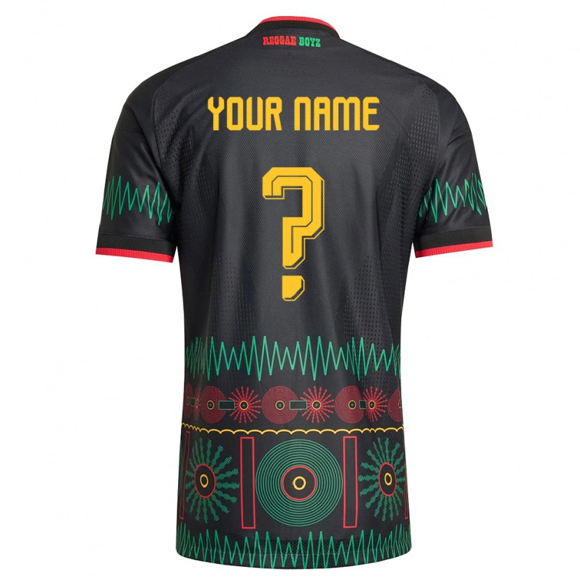 Danxen Hombre Camiseta Jamaica Su Nombre #0 Negro Rojo Amarillo 2ª Equipación 26-28 La Camisa México