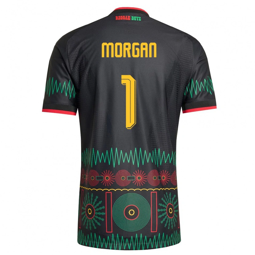 Danxen Hombre Camiseta Jamaica Aliyah Morgan #1 Negro Rojo Amarillo 2ª Equipación 26-28 La Camisa México
