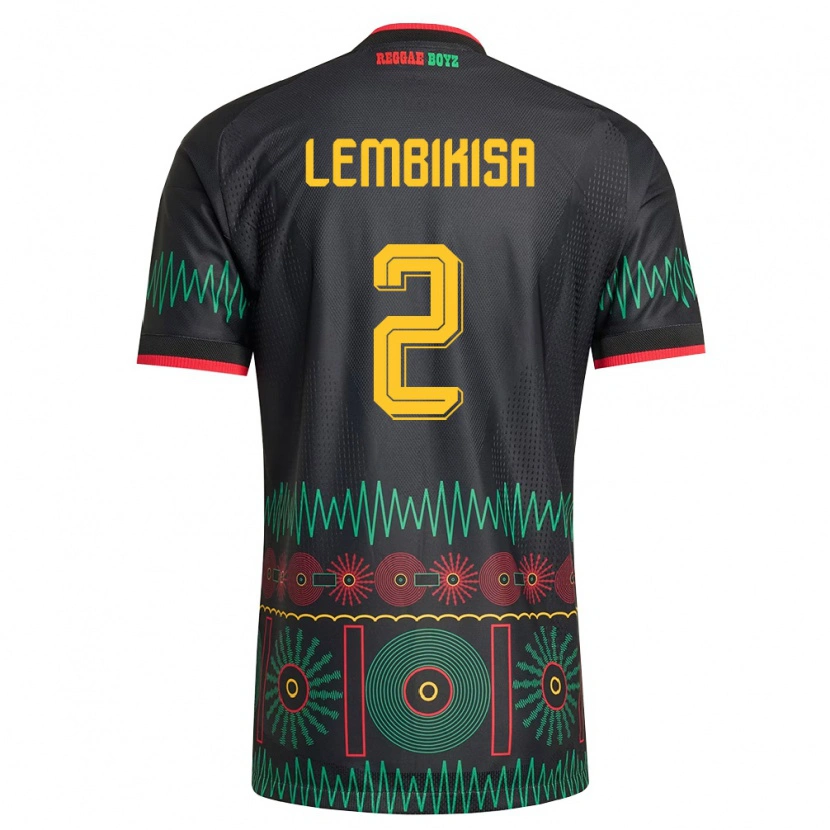 Danxen Hombre Camiseta Jamaica Dexter Lembikisa #2 Negro Rojo Amarillo 2ª Equipación 26-28 La Camisa México