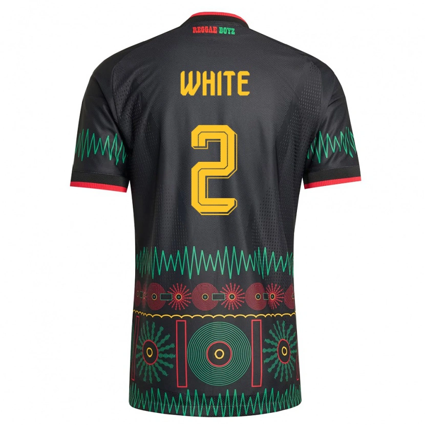 Danxen Hombre Camiseta Jamaica Alexander White #2 Negro Rojo Amarillo 2ª Equipación 26-28 La Camisa México