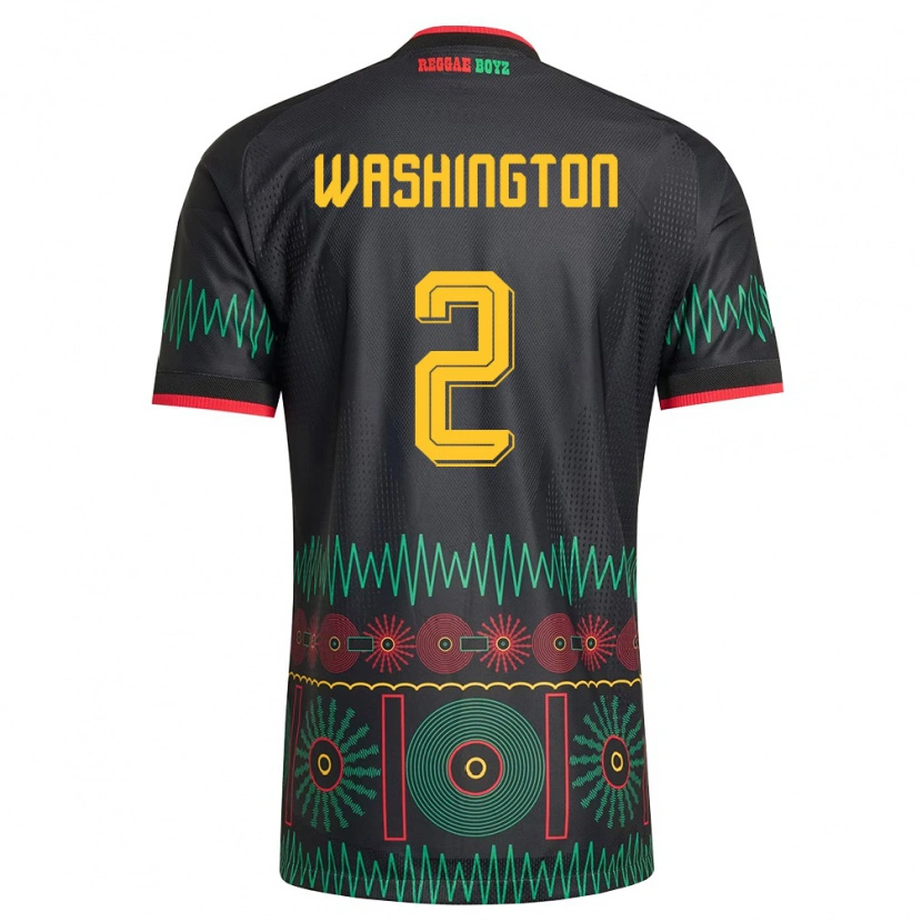 Danxen Hombre Camiseta Jamaica Solai Washington #2 Negro Rojo Amarillo 2ª Equipación 26-28 La Camisa México