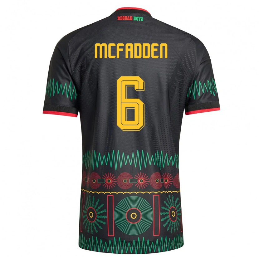 Danxen Hombre Camiseta Jamaica Logan Mcfadden #6 Negro Rojo Amarillo 2ª Equipación 26-28 La Camisa México