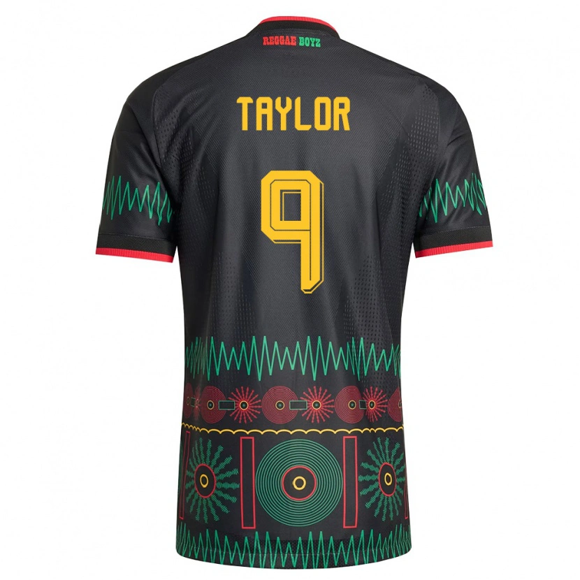 Danxen Hombre Camiseta Jamaica Giovanni Taylor #9 Negro Rojo Amarillo 2ª Equipación 26-28 La Camisa México