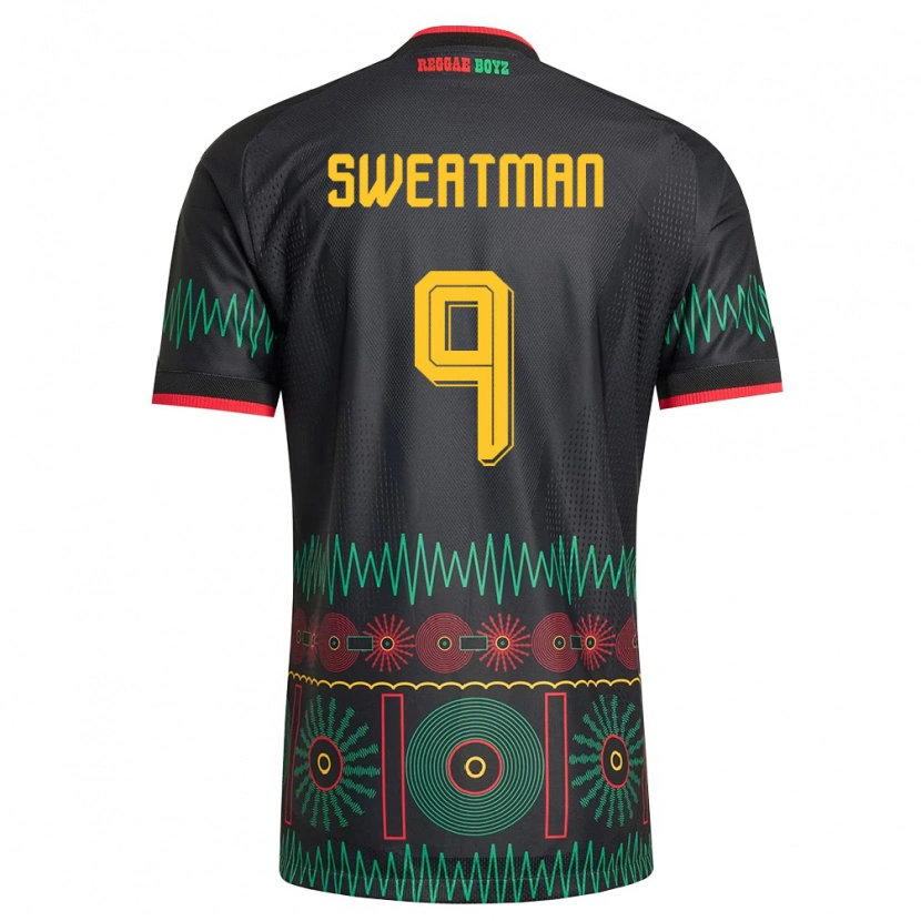 Danxen Hombre Camiseta Jamaica Marlo Sweatman #9 Negro Rojo Amarillo 2ª Equipación 26-28 La Camisa México