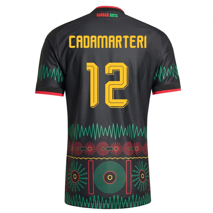 Danxen Hombre Camiseta Jamaica Bailey Cadamarteri #12 Negro Rojo Amarillo 2ª Equipación 26-28 La Camisa México