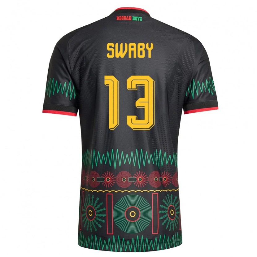 Danxen Hombre Camiseta Jamaica Allyson Swaby #13 Negro Rojo Amarillo 2ª Equipación 26-28 La Camisa México