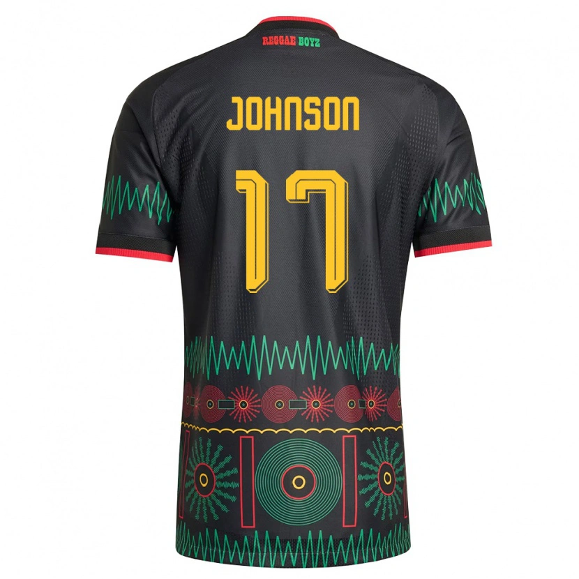 Danxen Hombre Camiseta Jamaica Jabar Johnson #17 Negro Rojo Amarillo 2ª Equipación 26-28 La Camisa México