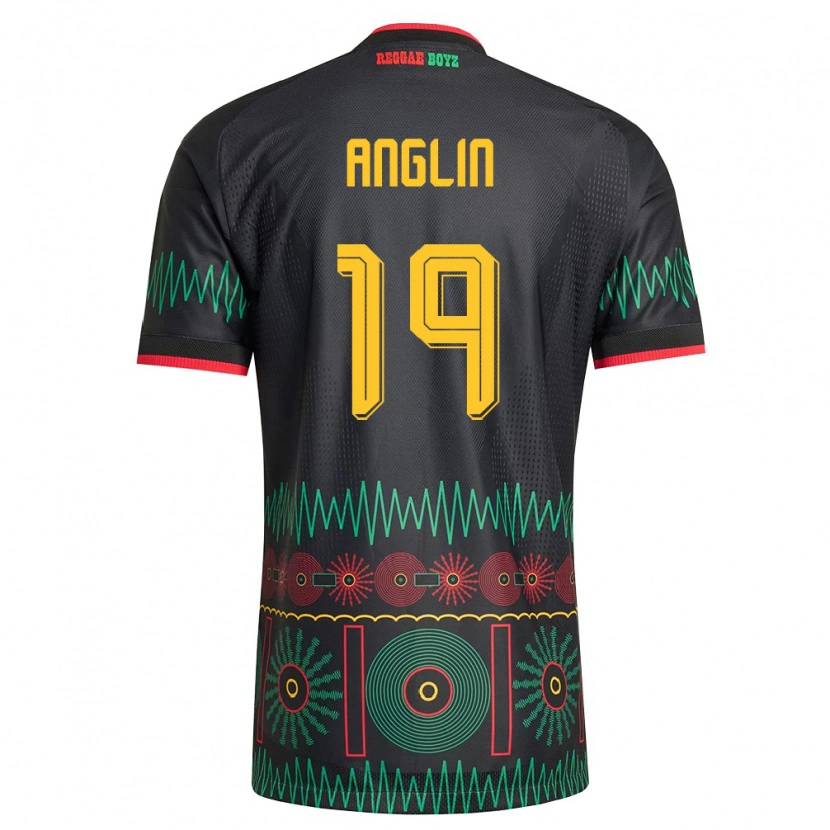 Danxen Hombre Camiseta Jamaica Jahshaun Anglin #19 Negro Rojo Amarillo 2ª Equipación 26-28 La Camisa México