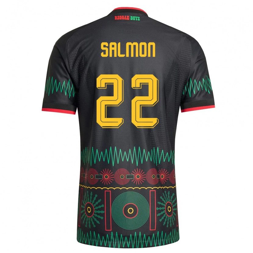 Danxen Hombre Camiseta Jamaica Christina Salmon #22 Negro Rojo Amarillo 2ª Equipación 26-28 La Camisa México