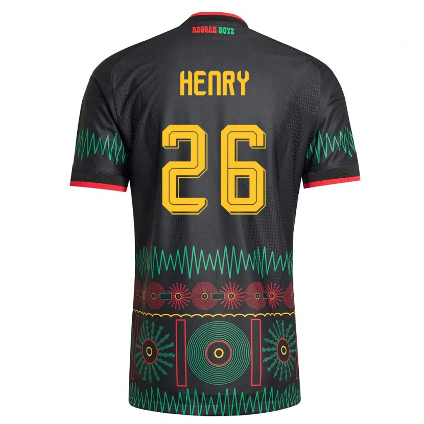 Danxen Hombre Camiseta Jamaica Rico Henry #26 Negro Rojo Amarillo 2ª Equipación 26-28 La Camisa México