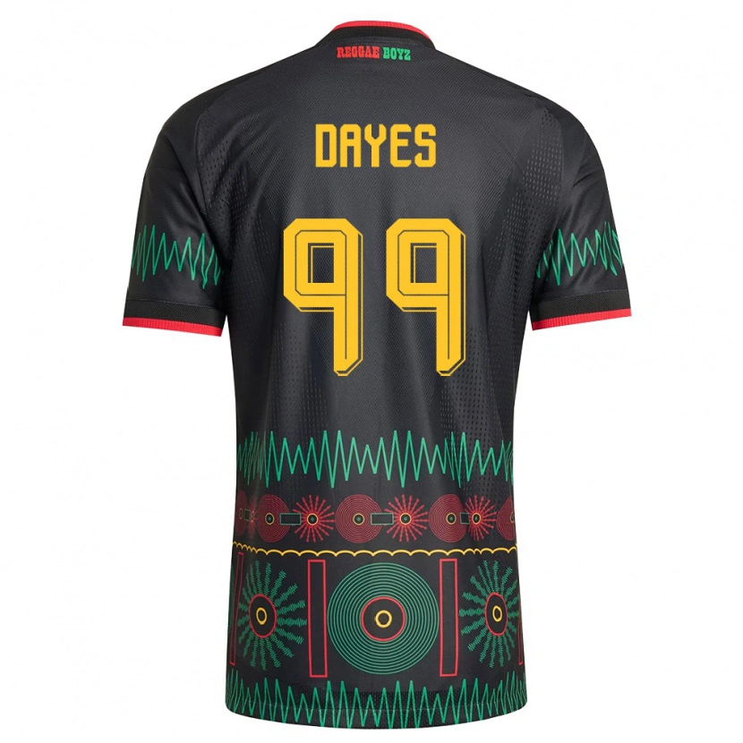Danxen Hombre Camiseta Jamaica Malikae Dayes #99 Negro Rojo Amarillo 2ª Equipación 26-28 La Camisa México